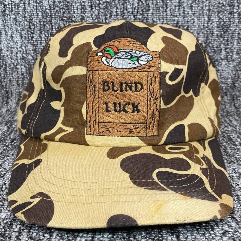 VTG 80s Blind Luck Duck Camo Snapback Hat Union Made USA Mallard Hunting Cap